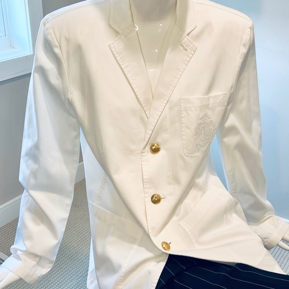 Lauren Ralph Lauren white cotton blazer jacket, size L Large NEW NWT MINT!!